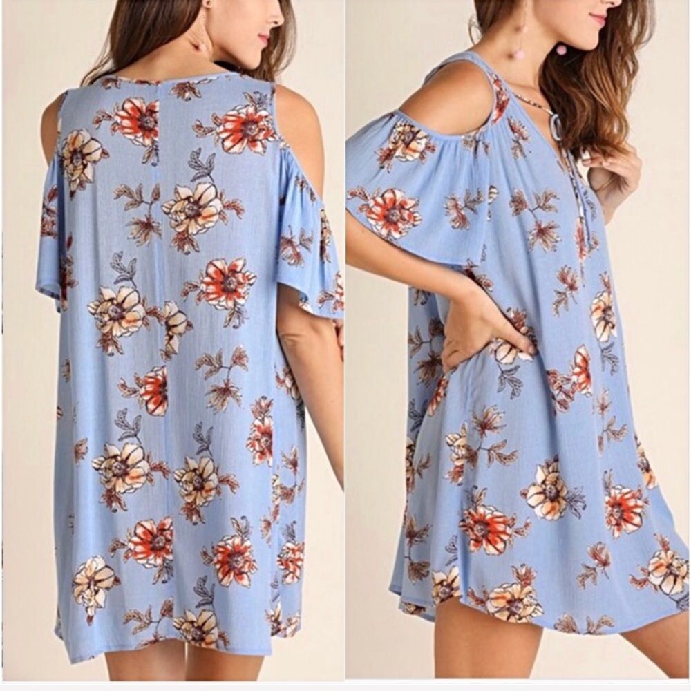 📍SALE Boho Floral Cold Shoulder Tunic Dress SML